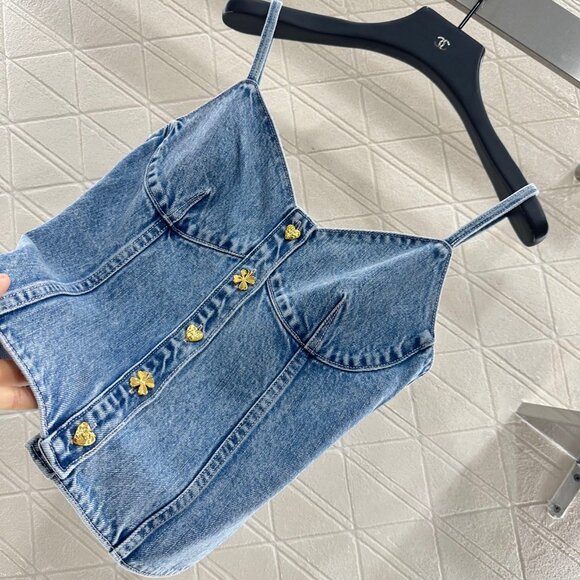 CHANEL Blue Denim Camisole - Picture 6 of 8